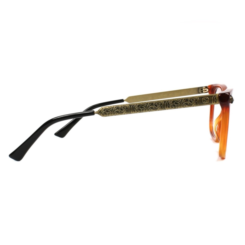 Gucci Marble Tortoise Shell Havana Print Brass Eyeglasses Eye Glasses GG0218O - Picture 4 of 13